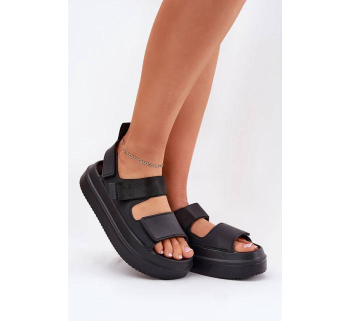 Dámské sandály na platformě se suchým zipem černé model 21696219 - Boto