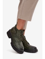 Niskie Ocieplane Botki Damskie Na Klocku Z Ozdobnym Paskiem Ciemnozielone Therisse Niskie Ocieplane Botki Damskie Na Klocku Z Ozdobnym Paskiem Ciemnozielone Therisse