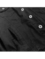 Jednoduchá čierna dámska džínsová bunda s vreckami (SA40)