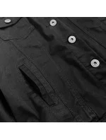 Jednoduchá čierna dámska džínsová bunda s vreckami (SA40)