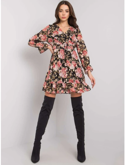 Šaty DHJ SK černá a růžová model 16300298 - FPrice Šaty DHJ SK černá a růžová model 16300298 - FPrice