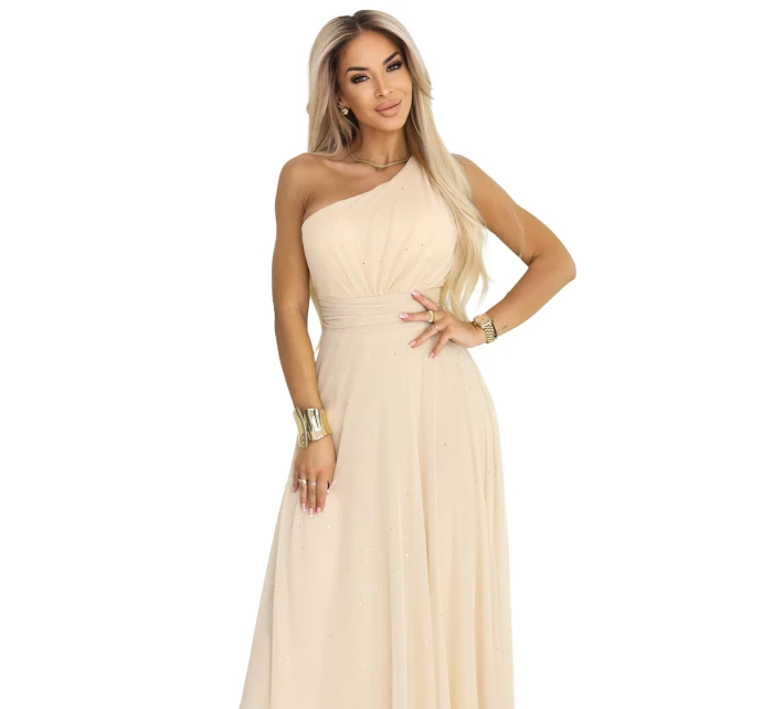 Dlouhé třpytivé večerní šaty na jedno rameno model 21943569 - numoco basic