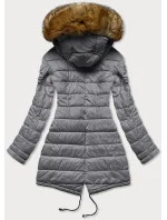 Armádne sivá obojstranná dámska zimná bunda (m-21508)