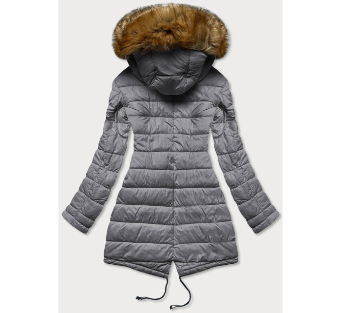 Obojstranná dámska zimná bunda v army-sivej farbe (M-21508)