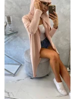 Voľná pláštenka s kapucňou tmavo púdrovo ružová