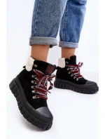 Ocieplane Botki Trapery Na Grubej Podeszwie Czarne Ralotta