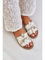 Klapki Z Ozdobą Skóra Naturalna Zazoo 3667 Białe Klapki Z Ozdobą Skóra Naturalna Zazoo 3667 Białe