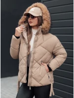 Dámská zimní bunda prošívaná s kapucí béžová Dstreet model 21981019 - FashionStreet