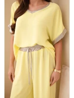 Viskóza so zlatým lemovaním žltá Viskóza so zlatým lemovaním žltá