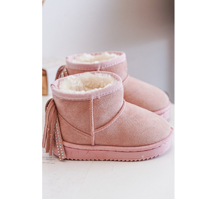 Detské zateplené snehové topánky s lemom, ružové Mikyla