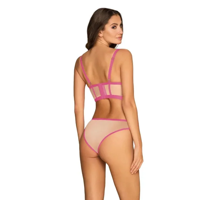 Zmyselný set Nudelia top & panties neon pink - Obsessive