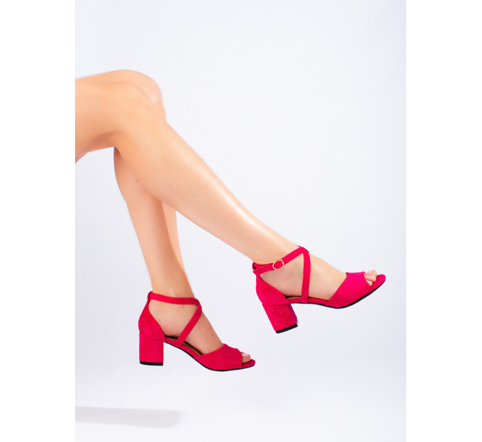 Luxusné sandále dámske ružové na širokom podpätku