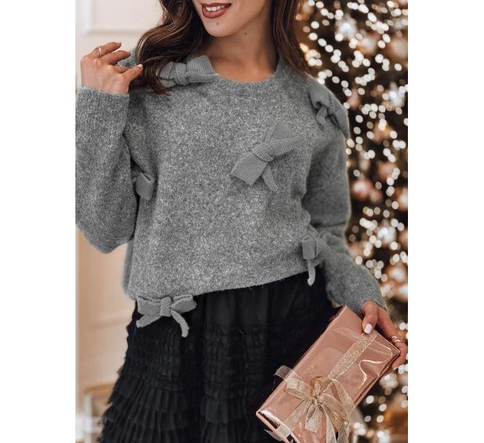 Dámský svetr s mašlemi v jedné velikosti světle šedý Dstreet model 21982129 - FashionStreet