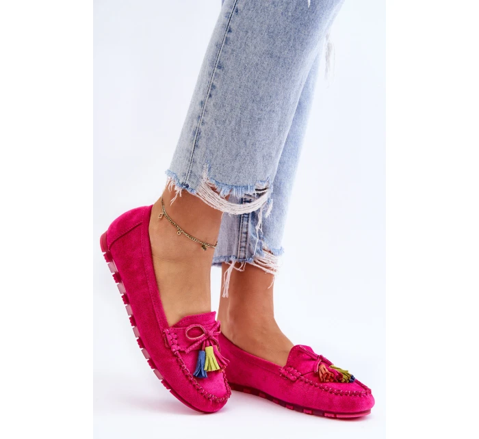 Zamszowe Mokasyny Z Kokardą I Frędzlami Fuksja Dorine Zamszowe Mokasyny Z Kokardą I Frędzlami Fuksja Dorine