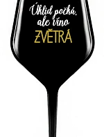 ČISTENIE POČKÁ, ALE VÍNO VYHRAJE - čierny nerozbitný pohár na víno 470 ml