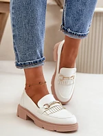 Dámske mokasíny W-16 White with beige - DAY-VINE Obuv