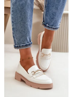 Dámske mokasíny W-16 White with beige - DAY-VINE Obuv