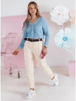 Dámské volnočasové kalhoty s páskem světle žluté Dstreet model 21985714 - FashionStreet