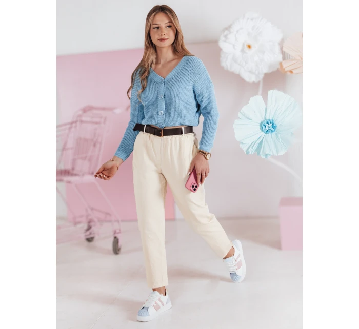 Dámské volnočasové kalhoty s páskem světle žluté Dstreet model 21985714 - FashionStreet