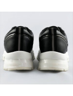 Čierne dámske sneakersy s metalickou lemovkou (BG-02)
