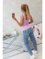 Halenka bez ramínek s volánky ve fialové barvě Halenka bez ramínek s volánky ve fialové barvě