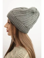 Dámská zimní čepice s vlnou tmavě šedá