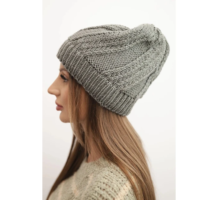 Dámská zimní čepice s vlnou tmavě šedá