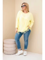 Dámská bavlněná blůza Plus Size s třásněmi žlutá