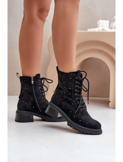 Zdobené dámské botky zateplené D&A černé model 21674415 - S.Barski Zdobené dámské botky zateplené D&A černé model 21674415 - S.Barski