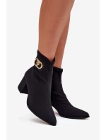 Dámské Botky Na Podpatku Se Zlatým Detalem model 21703508 Černé - Zazoo