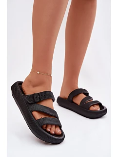 Pěnové dámské pantofle s pásky a sponou Big Star TT274A037 Černé