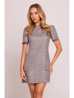 M855 Mini šaty áčkového strihu - grafitové M855 Mini šaty áčkového strihu - grafitové