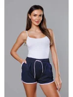 Tmavě modré dámské šortky s kontrastní lemovkou model 18369465 - J.STYLE Tmavě modré dámské šortky s kontrastní lemovkou model 18369465 - J.STYLE