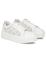 Biele kožené topánky na platforme Filippo DP7668/26 Biele kožené topánky na platforme Filippo DP7668/26