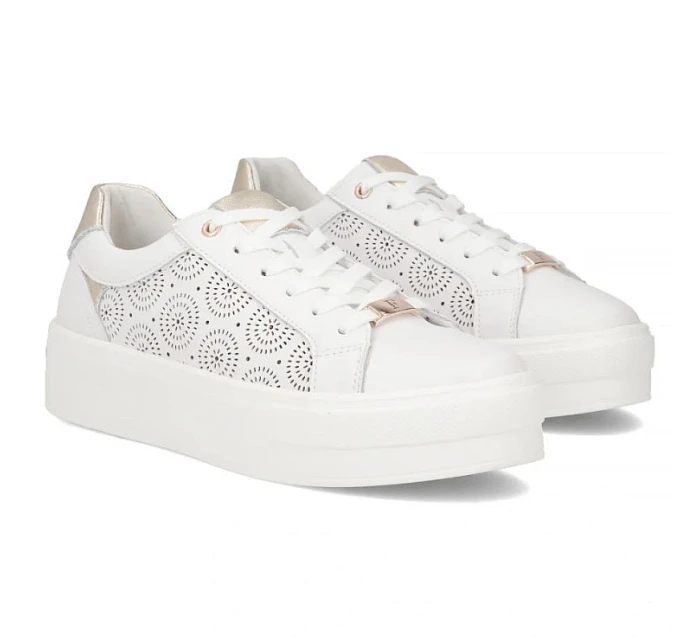 Biele kožené topánky na platforme Filippo DP7668/26 Biele kožené topánky na platforme Filippo DP7668/26