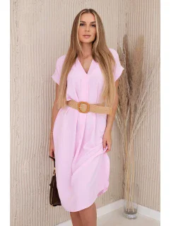 Šaty s ozdobným páskem cukrově růžová
