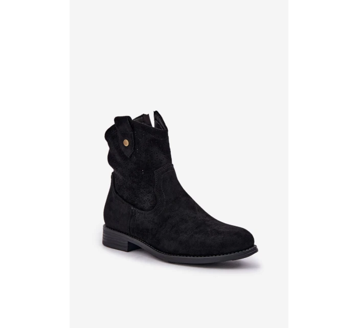 Boty Na Plochém Podpatku  Černé model 21685082 - S.Barski