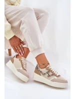 Buty Sportowe Damskie Na Platformie Panterka Khaki Lorori