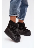 Dámské sněhule s beránkovým kožíškem typu vázané Černé Belira Dámské sněhule s beránkovým kožíškem typu vázané Černé Belira