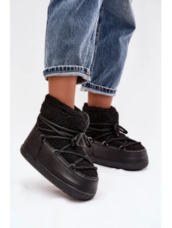 Dámské sněhule s beránkovým kožíškem typu vázané Černé Belira