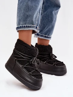 Dámské sněhule s beránkovým kožíškem typu vázané Černé Belira