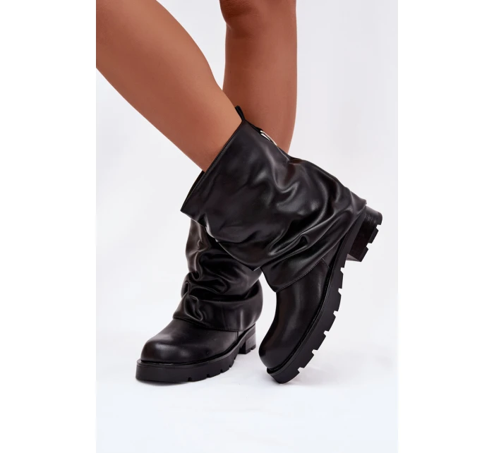 Zateplené dámské kotníkové boty s lemem černé model 21788111 - Boto Zateplené dámské kotníkové boty s lemem černé model 21788111 - Boto