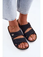 Dámske kožené ponožky na suchý zips Inblu OE0001GU dark blue
