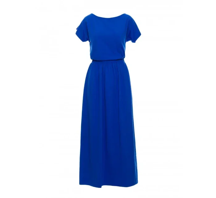 B264 Maxi šaty s elastickým pásom - kráľovská modrá
