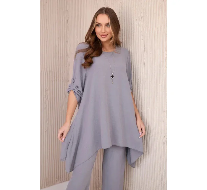 Sada halenka + kalhoty s přívěskem model 20710858 šedá - Koucla Sada halenka + kalhoty s přívěskem model 20710858 šedá - Koucla