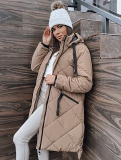 Dámská zimní bunda oversize s kapucí béžová Dstreet model 21971721 - FashionStreet