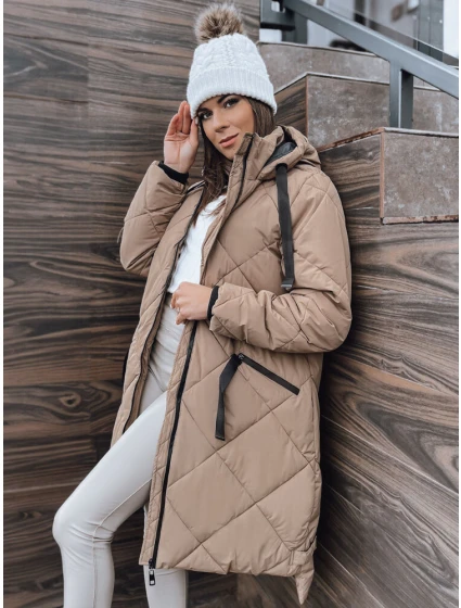 Dámska zimná bunda oversize MELODY s kapucňou béžová FashionStreet TY3990 Dámska zimná bunda oversize MELODY s kapucňou béžová FashionStreet TY3990