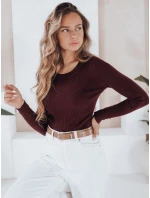 Dámský žebrovaný svetr vínová Dstreet model 21990948 - FashionStreet