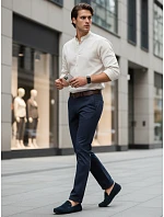 Pánske chino nohavice slim fit ležérne elegantné tmavomodré FashionStreet UX4492