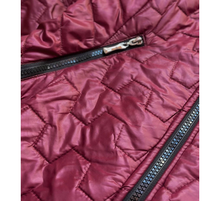 Dámska prešívaná bunda v bordovej farbe (BR0121)